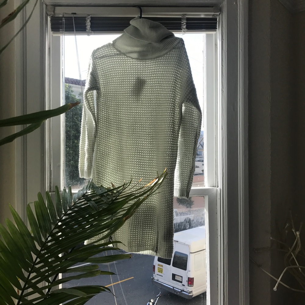Mint green turtleneck/roll neck sweater dress